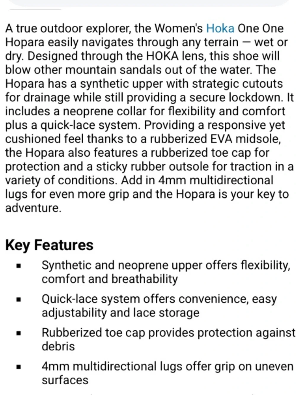 HOKA HOPARA Women's Water Shoes - Size 8.5 in Black/Coral Fusion